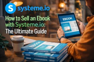 Man selling ebooks with Systeme.io