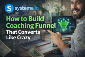 A man building a coaching funnel template