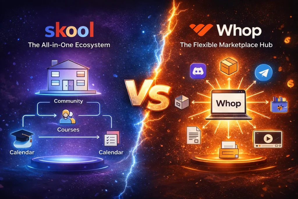 How Skool vs Whop compares for online businesses