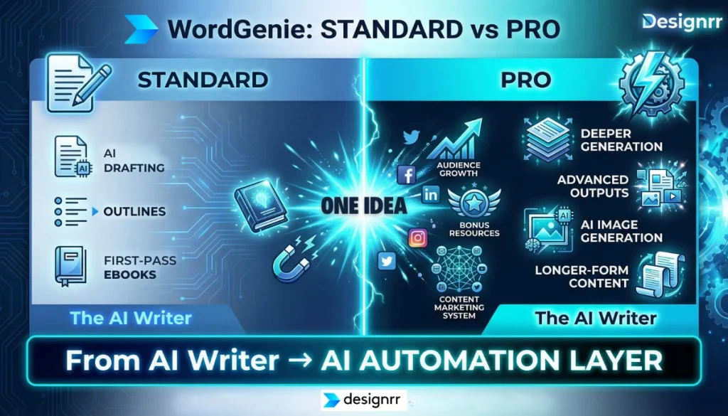 Explaining the difference between WordGenie Standard vs WordGenie Pro