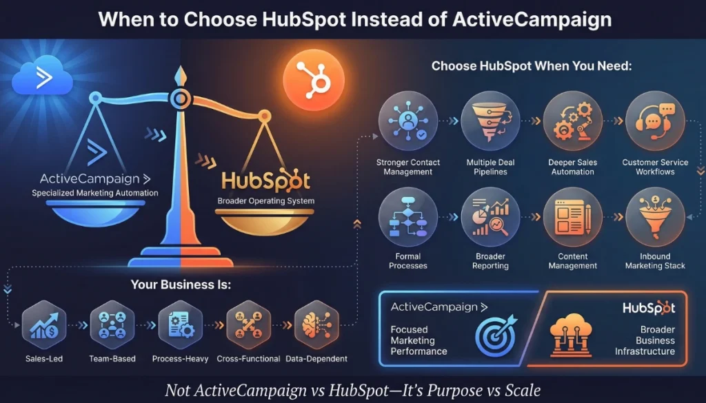 Infographic explaining when to choose HubSpot