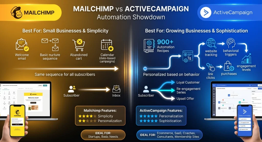 Comparing ActiveCampaign and Mailchimp's automation capabilities