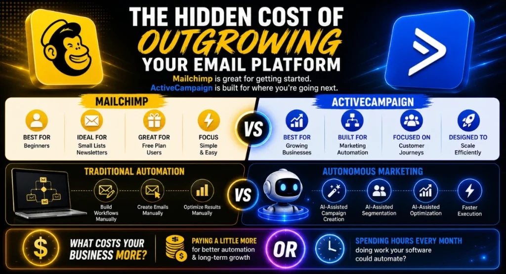 Comparing ActiveCampaign and MailChimp side by side