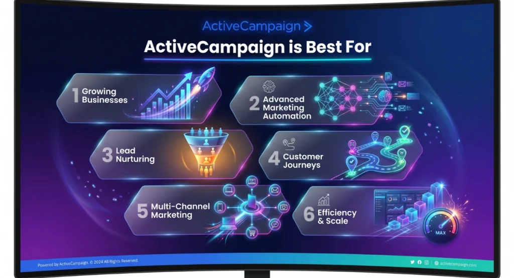 Infographic showing who ActiveCampaign is best for