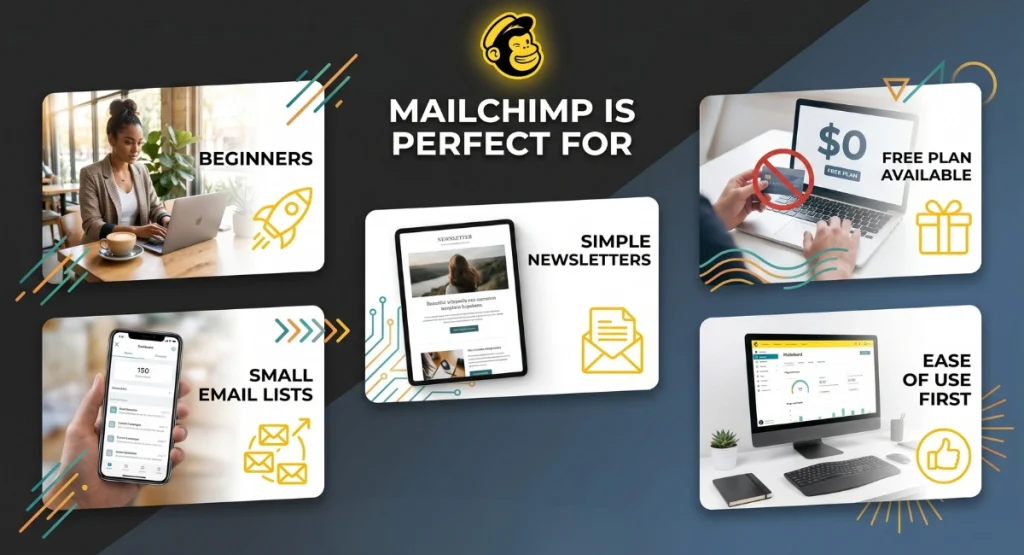 Infographic showing who Mailchimp is best for